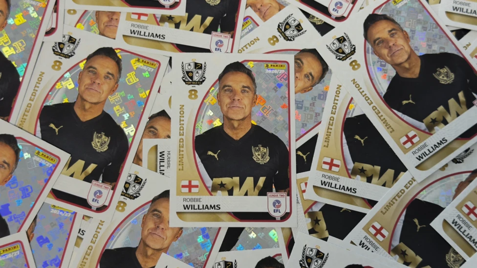 Robbie Williams immortalised as a Panini shiny